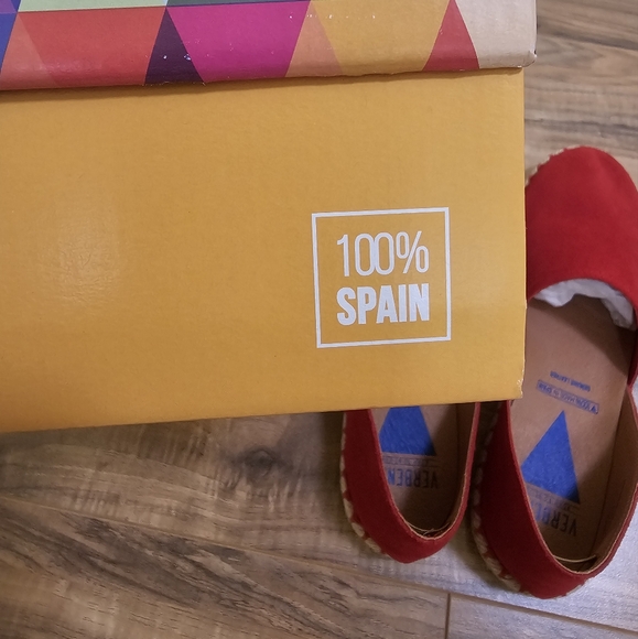 FUN VERBENAS Made In Spain, Suede Carmen Flat Espadrilles, Red - Picture 13 of 14
